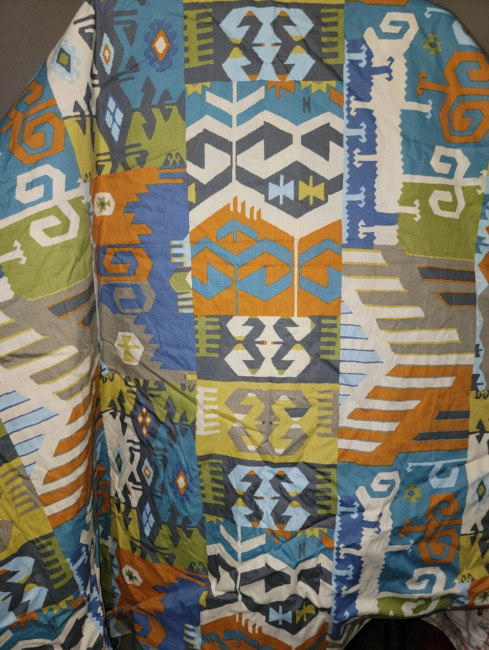 The Company Store Duvet, King, Fitted Sheet, 4 Pillow Cases Aztec Geo Cotton